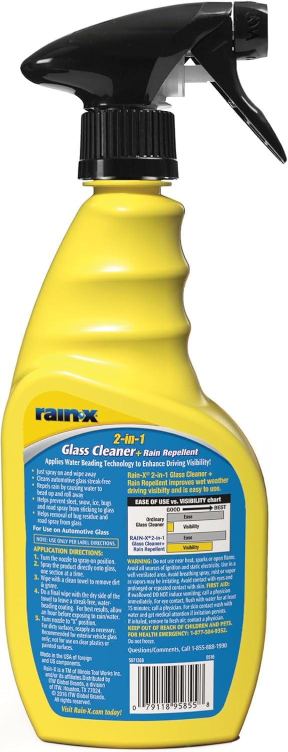 imageRainX 5071268 2in1 Glass Cleaner and Rain Repellant 23 oz Pack of 1  Provides a StreakFree Clean for Automotive Glass While Preventing Sleet Snow Ice and Road Spray Build Up