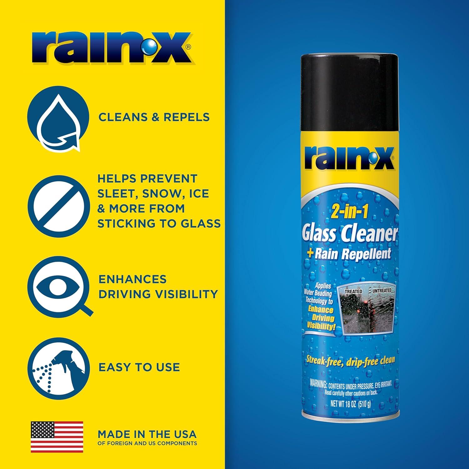 imageRainX 5080233 2In1 Glass Cleaner Plus Rain Repellent 18 Ounce  BLUE18 Ounce Pack of 1