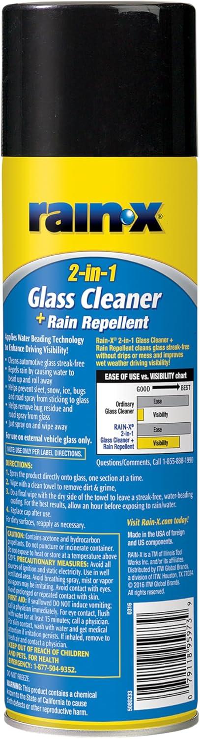 imageRainX 5080233 2In1 Glass Cleaner Plus Rain Repellent 18 Ounce  BLUE18 Ounce Pack of 1
