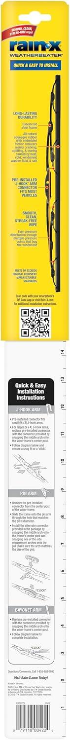 imageRainX 820144 WeatherBeater Wiper Blades 24quot and 19quot Windshield Wipers Pack Of 2 Automotive Replacement Windshield Wiper Blades That Meet Or Exceed OEM Quality And Durability Standards26 and 22