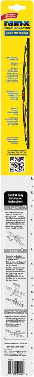 imageRainX 820144 WeatherBeater Wiper Blades 24quot and 19quot Windshield Wipers Pack Of 2 Automotive Replacement Windshield Wiper Blades That Meet Or Exceed OEM Quality And Durability Standards19 and 19