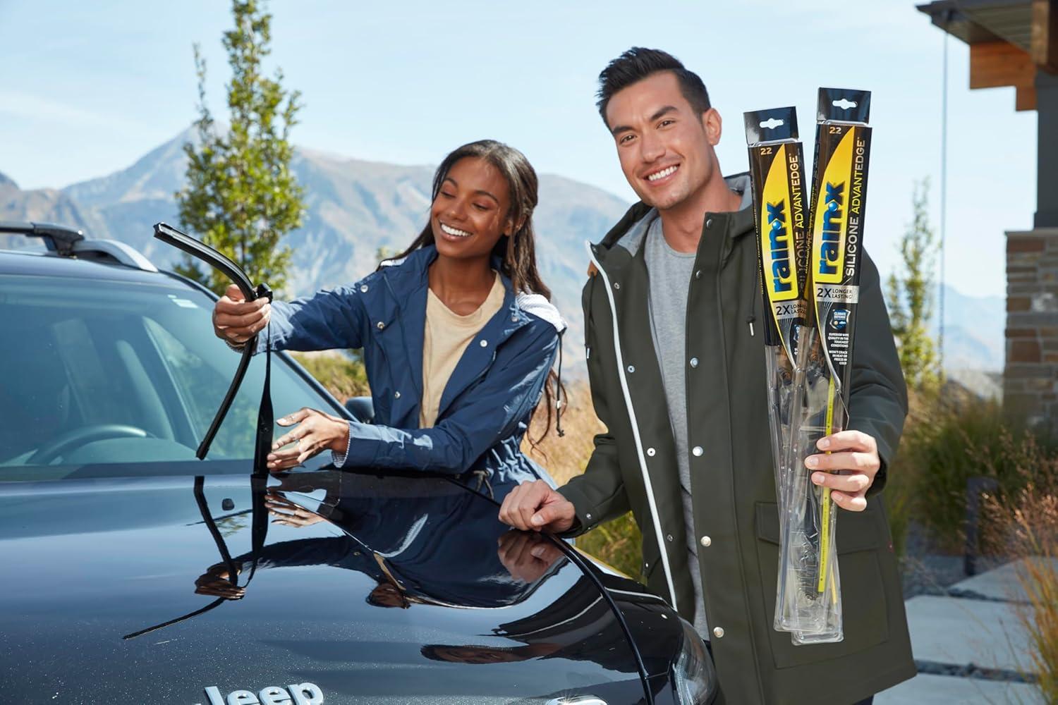 imageRainX 830116 Silicone Endura Wiper Blades 16 Inch Windshield Wipers Pack of 1 Automotive Replacement Windshield Wiper Blades With Two Times LongerLasting Resilient Silicone Rubber SqueegeeSilicone AdvantEdge