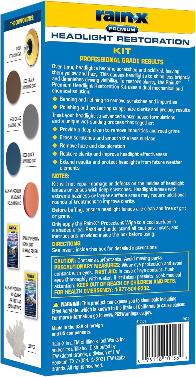 imageRainX 800001810 Headlight Restorer 5 fl ozHeadlight Restoration Kit Drill Required