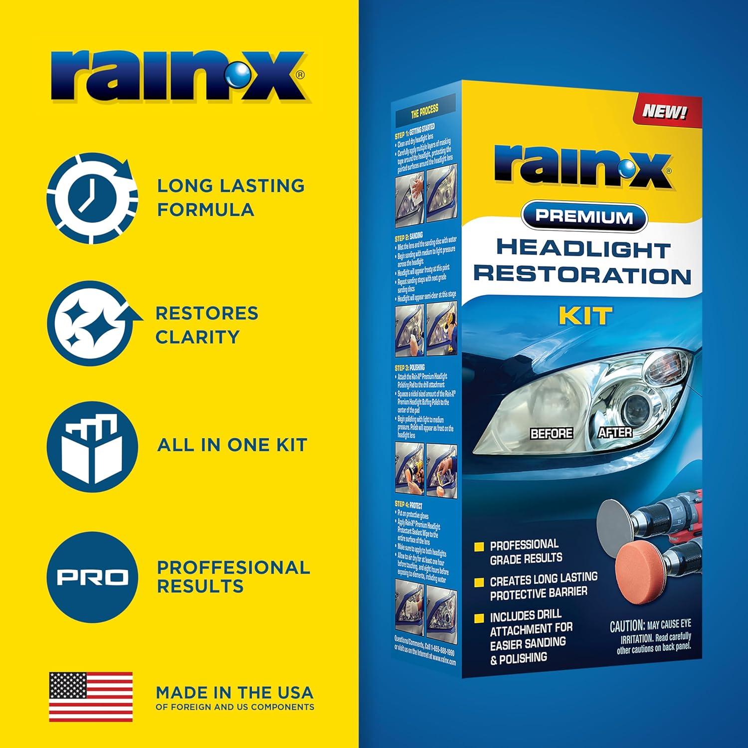 imageRainX 800001810 Headlight Restorer 5 fl ozHeadlight Restoration Kit Drill Required