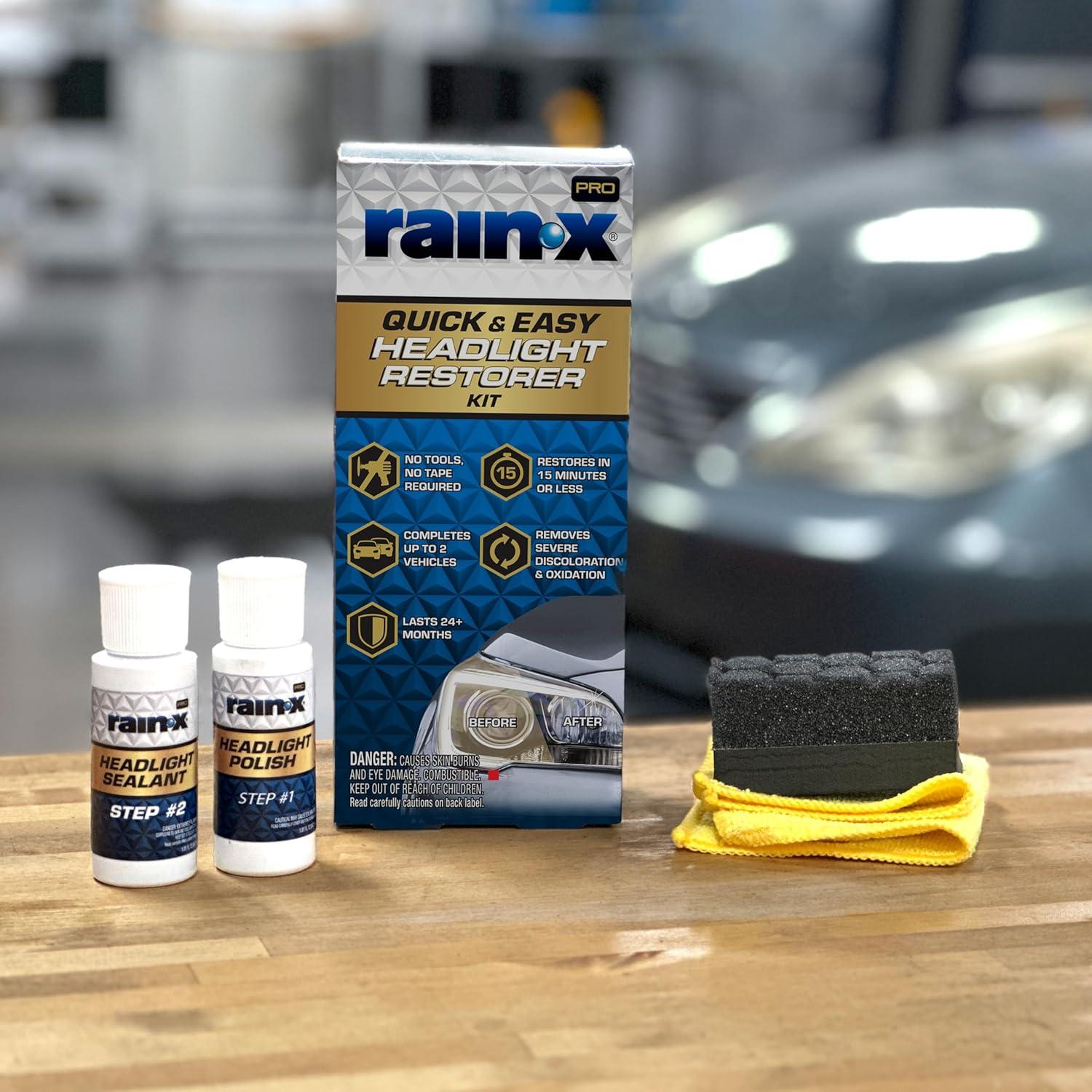 imageRainX 800001810 Headlight Restorer 5 fl ozQuickNEasy Headlight Restoration Kit No Tools Required