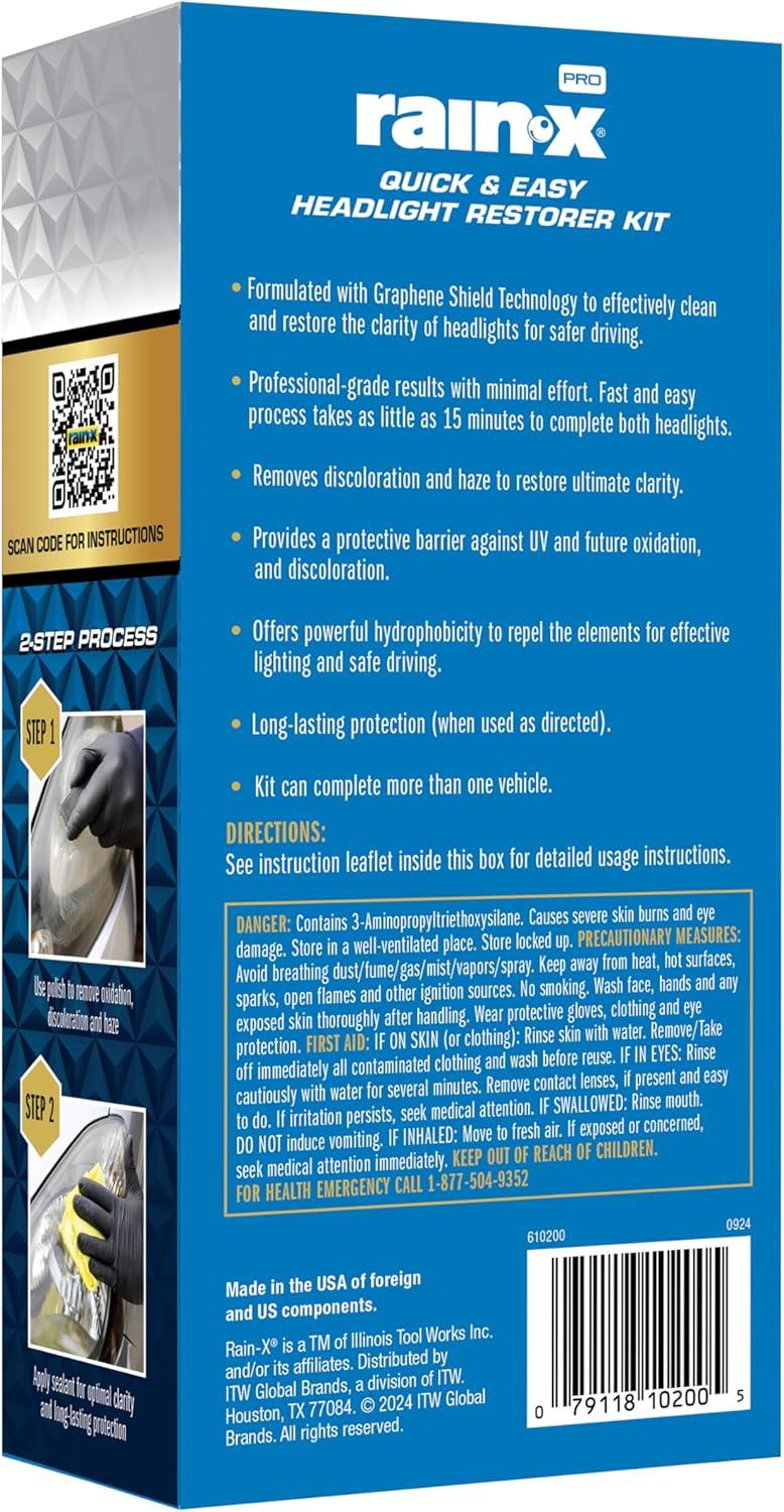 imageRainX 800001810 Headlight Restorer 5 fl ozQuickNEasy Headlight Restoration Kit No Tools Required