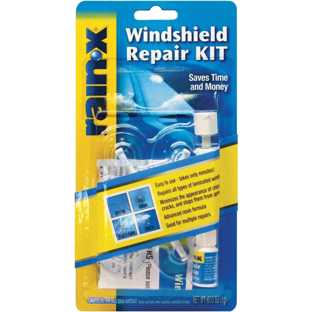 imageRainX 600001 Windshield Repair Kit Quick and Easy Durable Resin Based Windshield Repair Kit for Chips and Cracks Good for Round Damage Below 1quot in Diameter and Cracks Smaller Than 12quot in Length