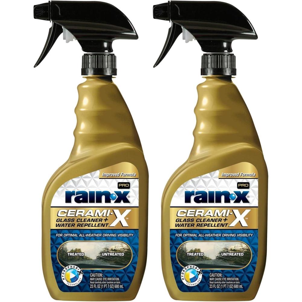 imageRainX 630177SRP CeramiX Glass Cleaner  Water Repellent 23oz  Cleaning Effectively While Remaining Streak Free Protecting Against Contaminants and Stains23 Fl Oz Pack of 2