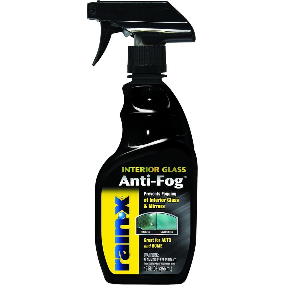 imageRainX 630046 Interior Glass AntiFog 12 oz  Prevents Fogging of Interior Glass and Mirrors Usable on Both Automobiles and Marine Vehicles12 Fl Oz Pack of 1