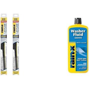 Rain-X Windshield Care Bundle: 22 Inch Latitude 2-in-1 Water Repellent Wiper Blades (Pack of 2) with 16.9 fl. oz Washer Fluid Additive