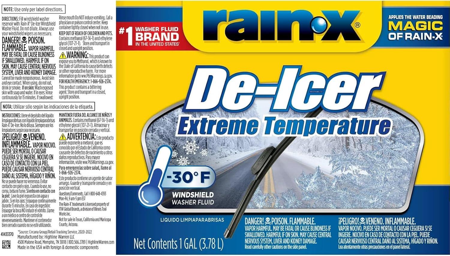 image:imageRainX 30F Extreme Temperature DeIcer Windshield Washer Fluid 1 Gallon Pack of 61 Pack