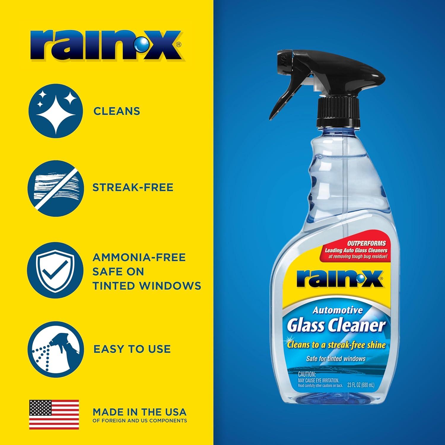 image:imageRainX 630018 Auto Glass Cleaner 23 oz Cleans Car Windows Windshields and Other Auto Glass Surfaces for a Clean StreakFree Finish23 Fl Oz Pack of 1