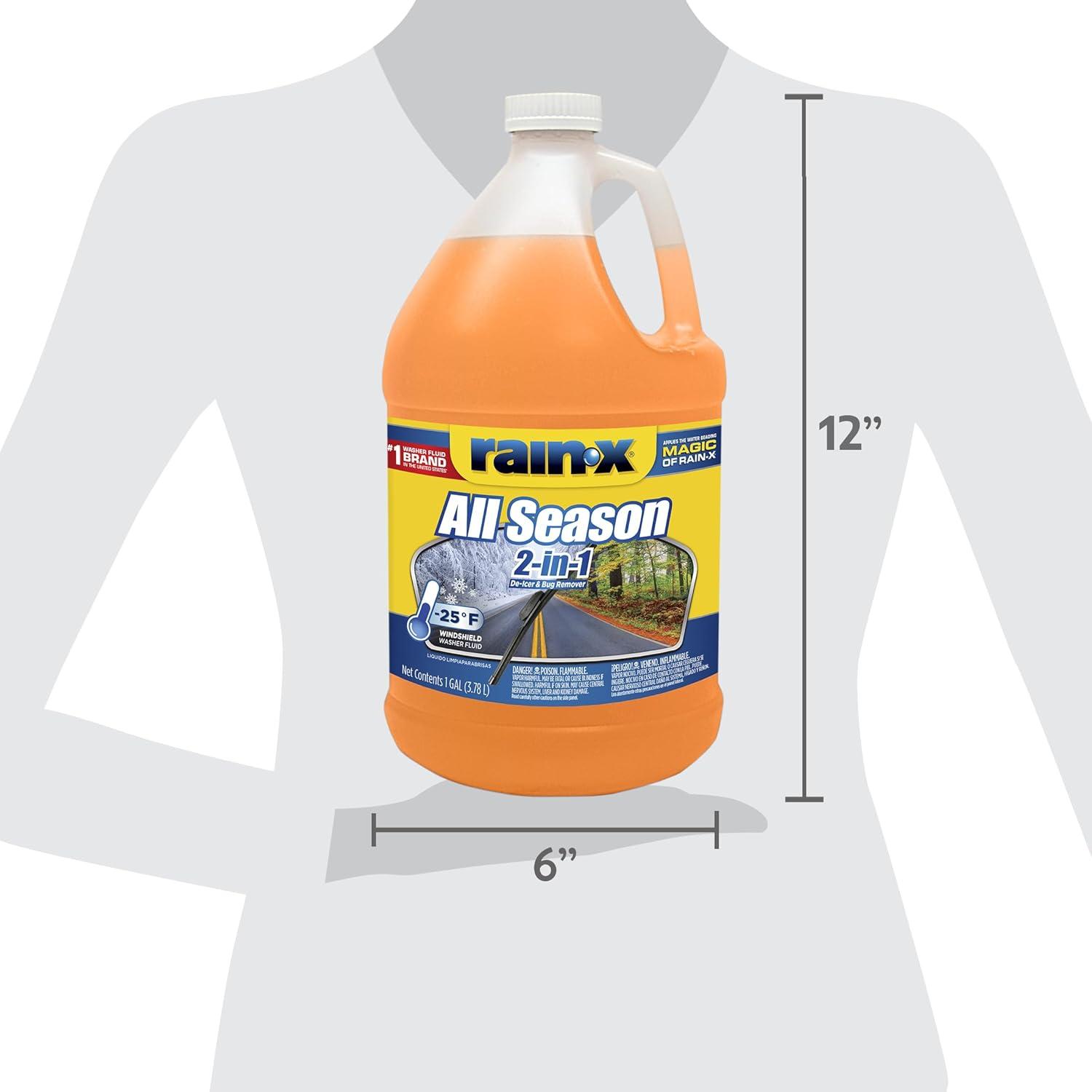 image:imageRainX All Season 25F 2in1 DeIcer amp Bug Remover Windshield Washer Fluid 1 Gallon Pack of 61 Pack