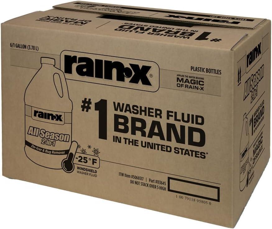 image:imageRainX All Season 25F 2in1 DeIcer amp Bug Remover Windshield Washer Fluid 1 Gallon Pack of 66 Pack