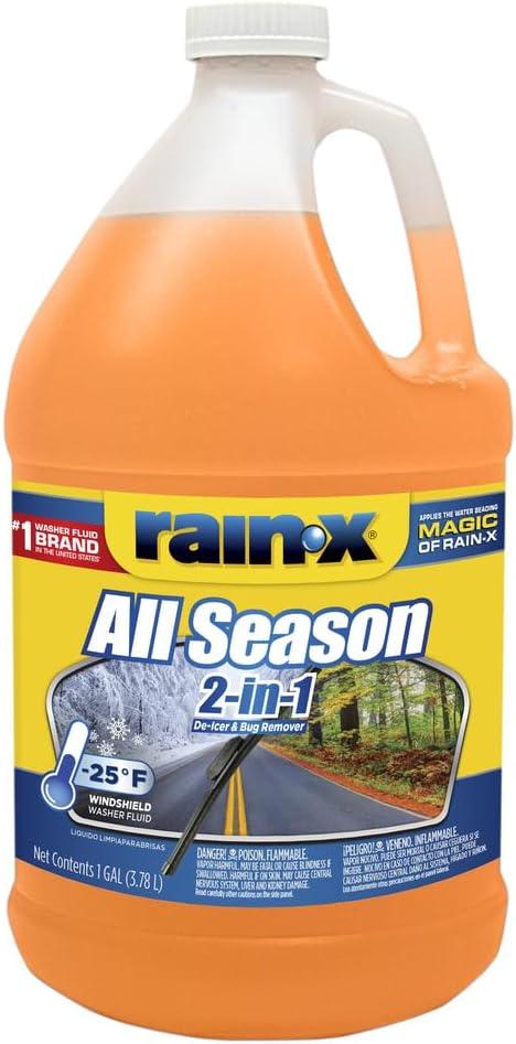 image:imageRainX All Season 25F 2in1 DeIcer amp Bug Remover Windshield Washer Fluid 1 Gallon Pack of 66 Pack