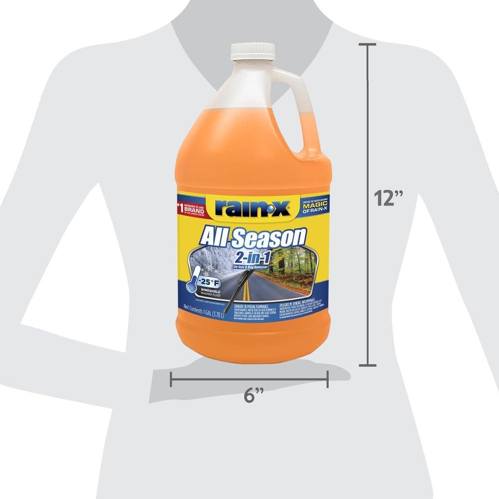 image:imageRainX All Season 25F 2in1 DeIcer amp Bug Remover Windshield Washer Fluid 1 Gallon Pack of 66 Pack