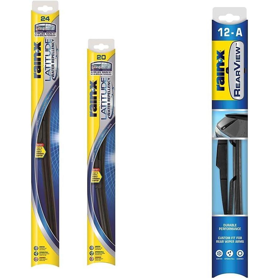 image:imageRainX 810162 Latitude 2in1 Water Repellent Wiper Blades 24 and 20 Windshield Wipers and RainX 850029 Rearview 12A Rear Wiper Blade 12 Pack of 3 Replacement Windshield Wiper BladesPack of 3