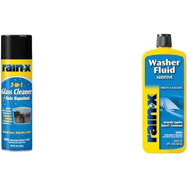 image:imageRainX Glass Care Bundle 2in1 Glass Cleaner Plus Rain Repellent 18 oz and Washer Fluid Additive 169 fl oz