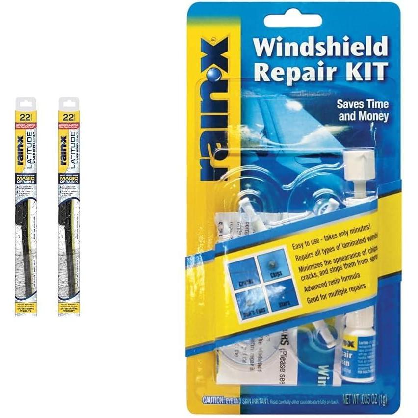 image:imageRainX Latitude 2In1 22 Inch Wiper Blades amp Windshield Repair Kit for Chips and Cracks Under 1 Inch