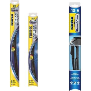 Rain-X 810162 Latitude 2-in-1 Water Repellent Wiper Blades, 24″ and 20″ Windshield Wipers and Rain-X 850029 Rearview 12-A Rear Wiper Blade, 12″ (Pack of 3) – Replacement Windshield Wiper Blades(Pack of 3)