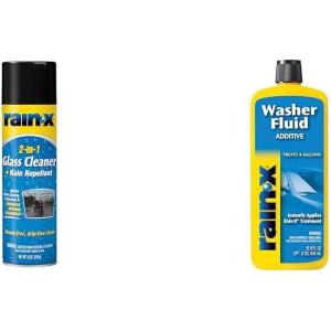 Rain-X Glass Care Bundle: 2-in-1 Glass Cleaner Plus Rain Repellent (18 oz) and Washer Fluid Additive (16.9 fl oz)