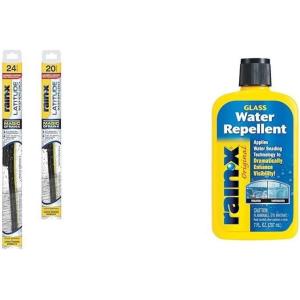 Rain-X Windshield Weather Protection Bundle – Latitude 2-in-1 Water Repellent Wiper Blades (24″ & 20″) with 7 oz. Glass Treatment