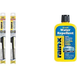 Rain-X Windshield Weather Protection Bundle: 22 Inch Latitude 2-in-1 Water Repellent Wiper Blades (Pack of 2) with 7 oz. Glass Treatment
