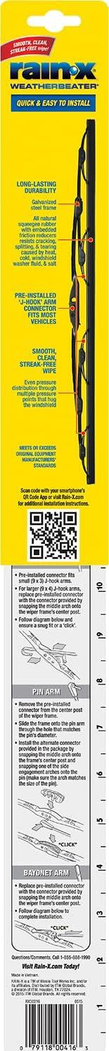 image:imageRainX RX30216 WeatherBeater Wiper Blades 16 Windshield Wipers Pack Of 2 Automotive Replacement Windshield Wiper Blades That Meet Or Exceed OEM Quality And Durability Standards