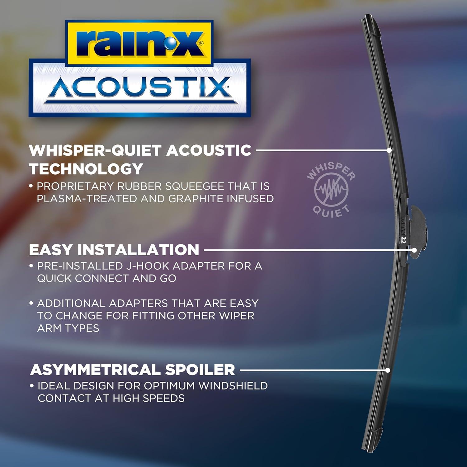 image:imageRainX Acoustix 24 Wiper Blades Pack Of 1 Whisper Quiet Automotive Replacement Windshield Wipers Plasma Treated amp Graphiteinfused Coating for Smooth Performance amp Longlasting Durability17