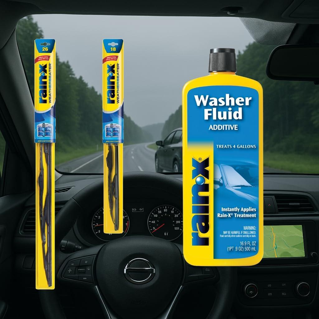 image:imageRainX WeatherBeater Wiper Blades 26 amp 18 2Pack Bundle with RainX Washer Fluid Additive 169 fl oz