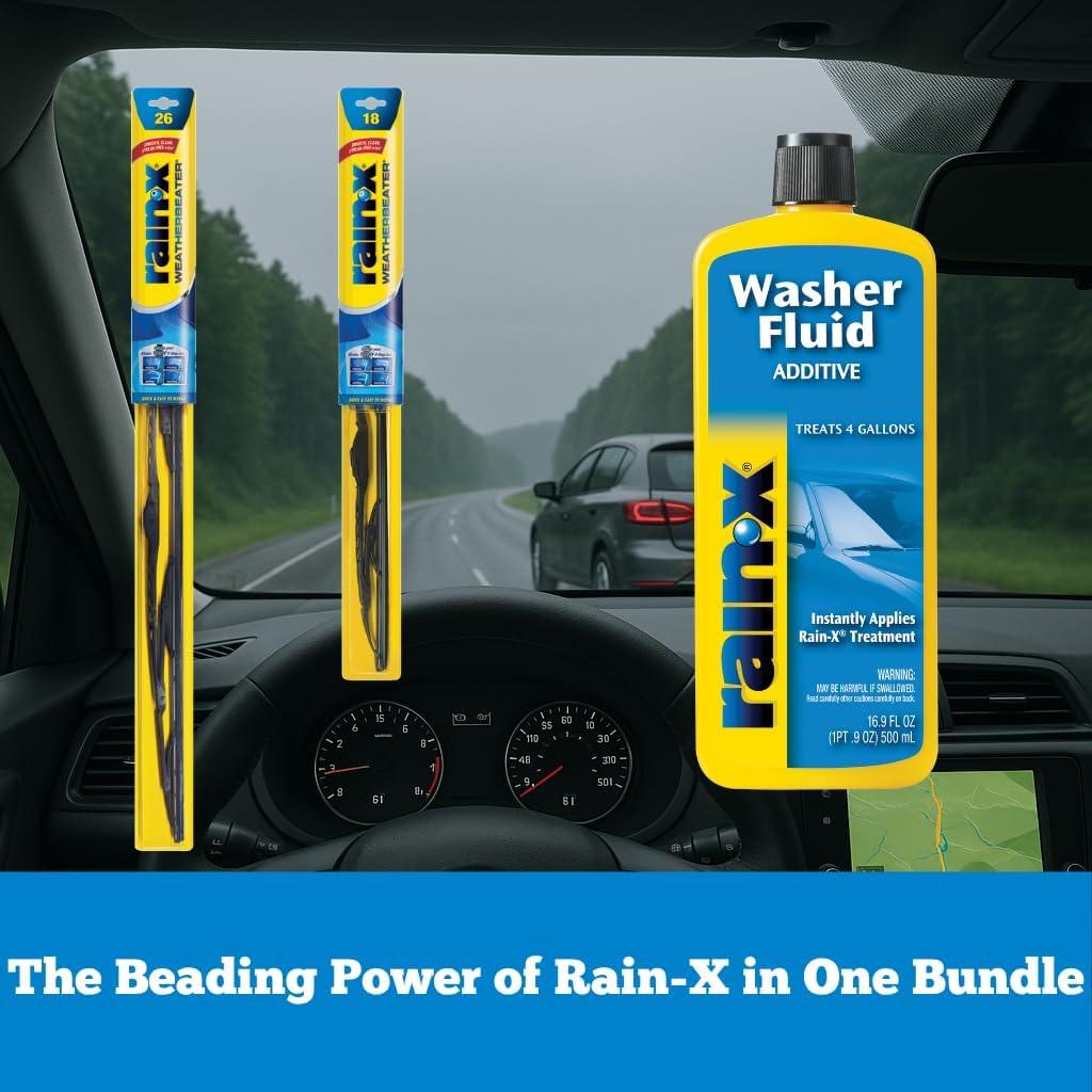 image:imageRainX WeatherBeater Wiper Blades 26 amp 18 2Pack Bundle with RainX Washer Fluid Additive 169 fl oz
