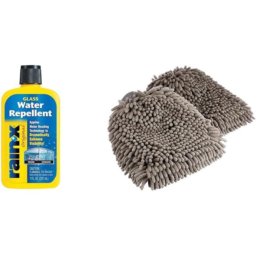 image:imageRainX 7 oz Glass Treatment with 2Pack Amazon Basics Microfiber Car Wash Drying Mitts 1044 x 906