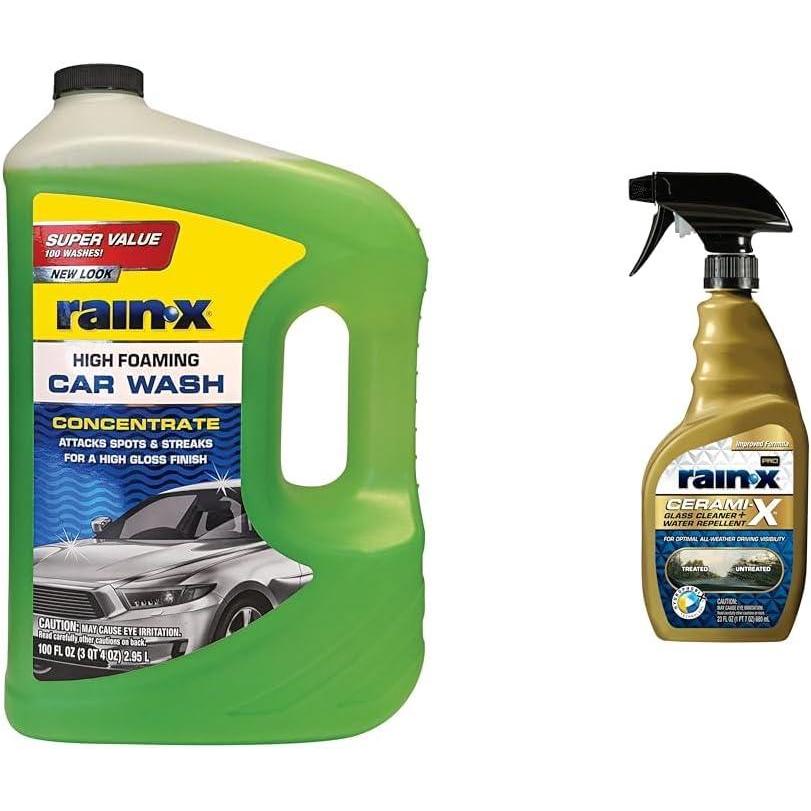 image:imageRainX Car Care Bundle 100 fl oz Foaming Car Wash Concentrate amp 23oz CeramiX Glass Cleaner  Water Repellent