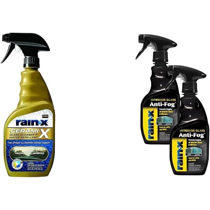 image:imageRainX Glass Care Bundle 16oz CeramiX Glass Cleaner Water Repellent and 12oz Interior Glass AntiFog 2Pack Complete Interior amp Exterior Glass Protection Kit