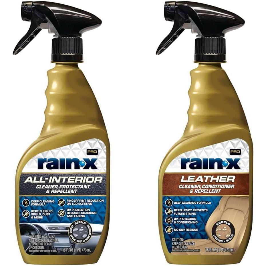 image:imageRainX Interior Care Bundle 16 Fl Oz AllInterior Cleaner Protectant with Cherry Scent amp 16 Fl Oz Leather Cleaner Conditioner with Fresh Scent