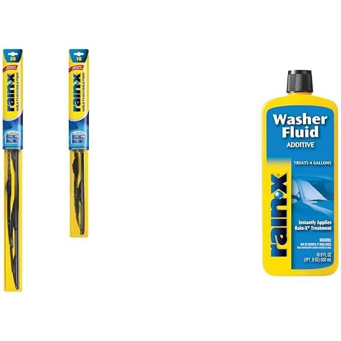 image:imageRainX WeatherBeater Wiper Blades 26 amp 18 2Pack Bundle with RainX Washer Fluid Additive 169 fl oz