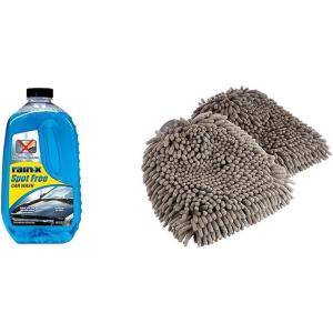 Rain-X 48 fl oz Spot Free Car Wash Soap with 2-Pack Microfiber Wash Mitts (10.44″ x 9.06″) – Deep Cleaning Bundle for Car Detailing