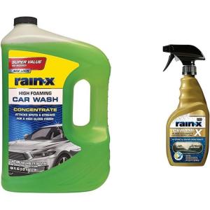 Rain-X Car Care Bundle: 100 fl oz Foaming Car Wash Concentrate & 23oz Cerami-X Glass Cleaner + Water Repellent