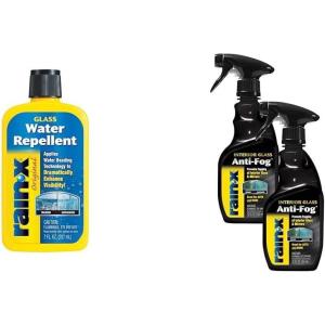 Rain-X Glass Treatment Bundle: 7 oz. Exterior Glass Treatment for Wet Weather Visibility & 12 oz. Interior Anti-Fog Glass Treatment (2-Pack)