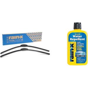 Rain-X Total Clear Beam Wiper Blades 22″ & 22″ (2-Pack) with 7 oz. Glass Treatment – All-Weather Performance Windshield Care Bundle