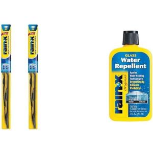 Rain-X WeatherBeater 22″ Windshield Wiper Blades (Pack of 2) with 7 oz. Glass Treatment Bundle – Complete Visibility Solution