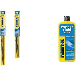 Rain-X WeatherBeater Wiper Blades Set (24″ & 18″) with 16.9 fl. oz. Washer Fluid Additive Bundle – Complete Visibility Enhancement Kit